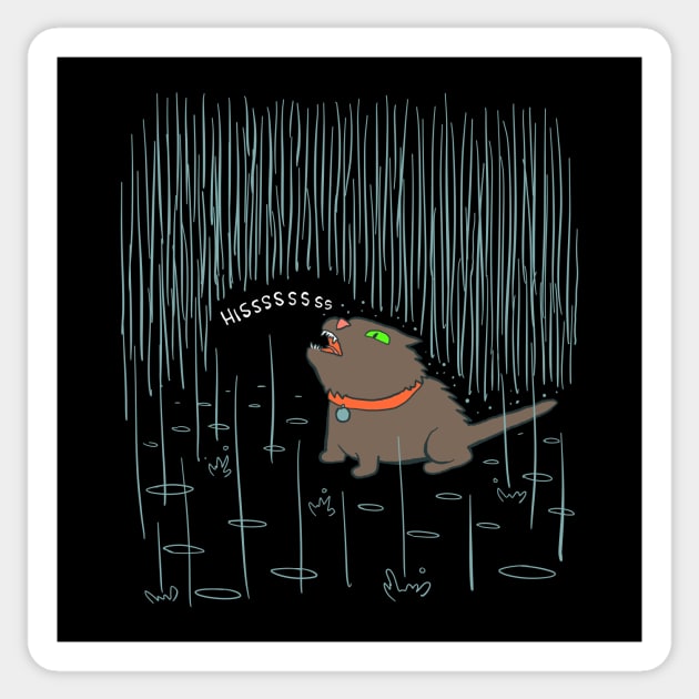 Rain Cat Sticker by tommartinart